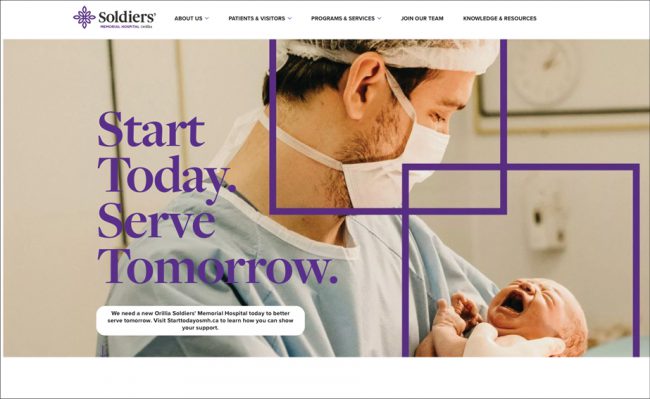 Orillia Soldiers’ Memorial Hospital website screenshot